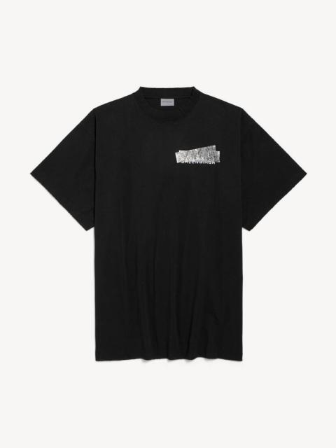 BALENCIAGA Men's Silver Tape Balenciaga Back Oversized T-shirt in Black