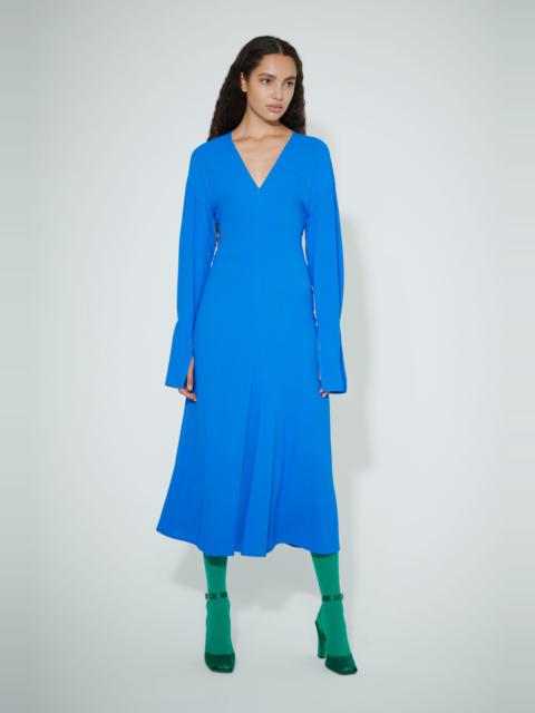 V-Neck Fit and Flare Dress in Bright Blue