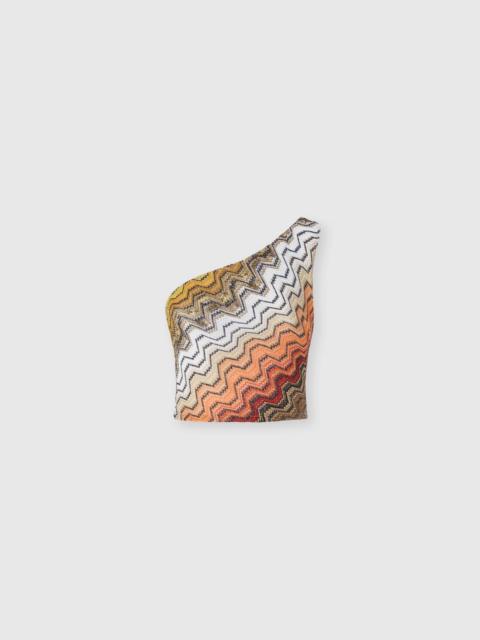 Missoni One-shoulder top in viscose lamé blend