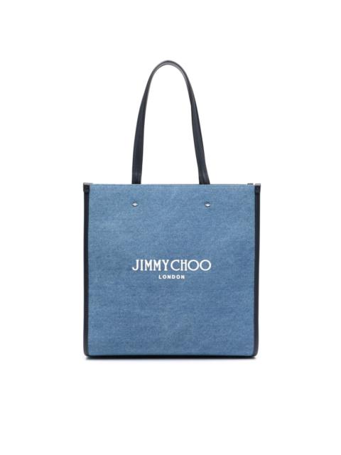 JIMMY CHOO logo-lettering denim tote bag
