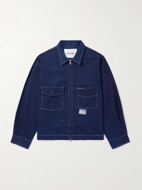 555 Appliquéd Organic Cotton-Twill Zip-Up Shirt Jacket