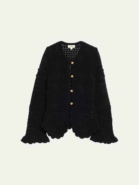 L'AGENCE Kiva Ruffled Knit Cardigan