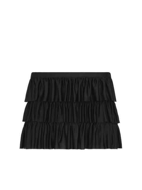 LUSTROUS JERSEY RUFFLED MINI SKIRT