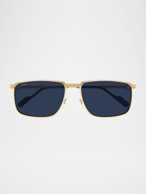 Cartier Men's CT0534SM Metal Rectangle Sunglasses