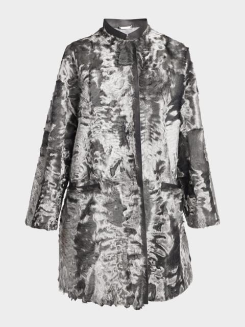 GIORGIO ARMANI Iridescent Lamb Shearling Zip Coat