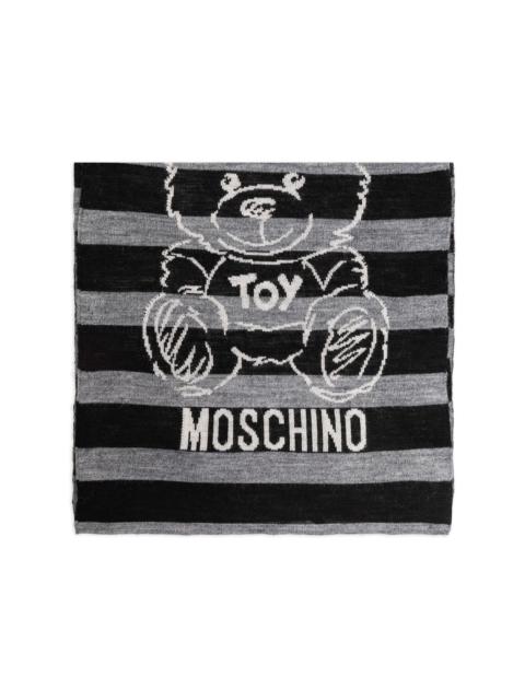 Bear-motif striped scarf