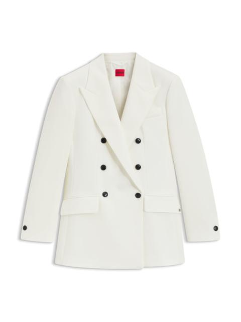 HUGO RELAXED-FIT DOUBLE-BREASTED BLAZER IN STRETCH TWILL