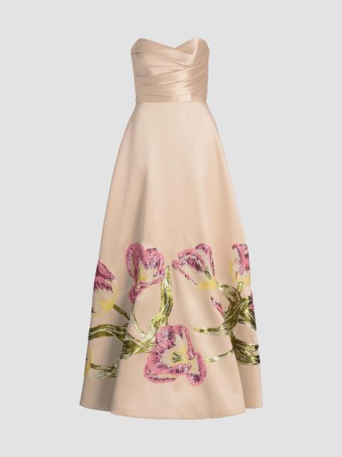 AMSALE Women's Tulip-Sequined Strapless Gown - Champagne