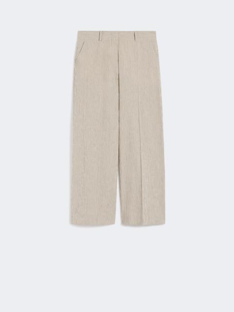WEEKEND Max Mara Cotton and linen seersucker trousers - SAND