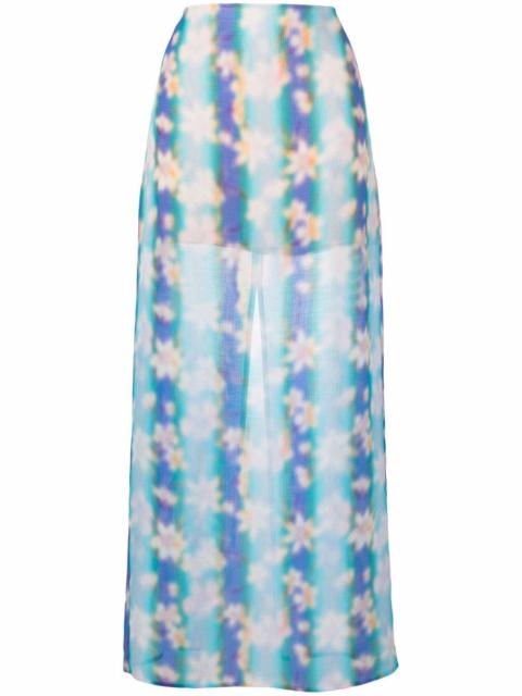 NINA RICCI floral-print straight maxi skirt