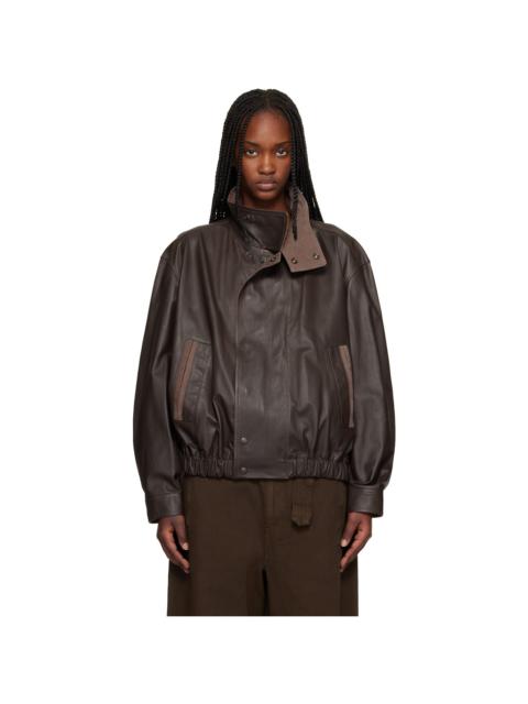 Lemaire Brown Soft Blouson Leather Jacket