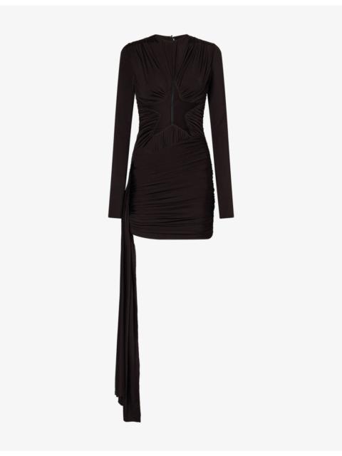 David Koma Star Ruched Stretch-Jersey Mini Dress