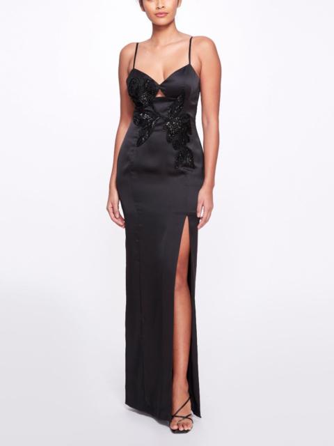 Marchesa BEADED CHARMEUSE COLUMN GOWN