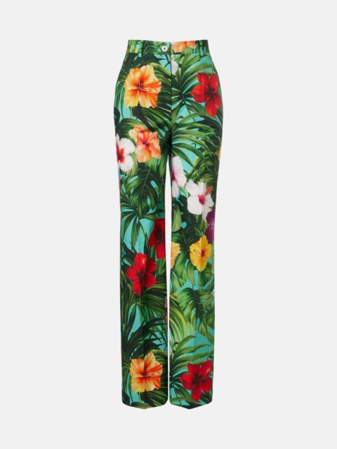 Dolce & Gabbana Floral cotton wide-leg pants