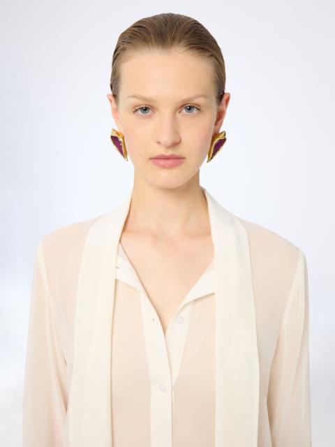 NINA RICCI Purple Calla Flower Clip Earrings