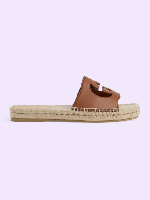 GUCCI Men's Interlocking G cut-out slide sandal