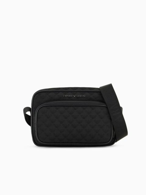 EMPORIO ARMANI Nylon shoulder bag with all-over jacquard eagle