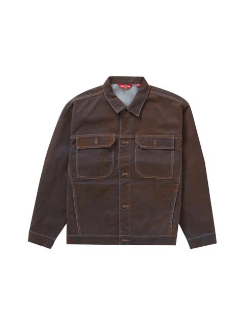 Supreme Flocked Denim Trucker Jacket Gold