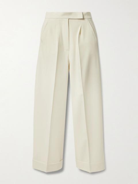 Max Mara Pleated wool-blend wide-leg pants Ivory