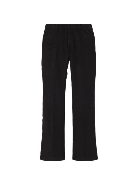 pressed-crease cotton-blend flared trousers