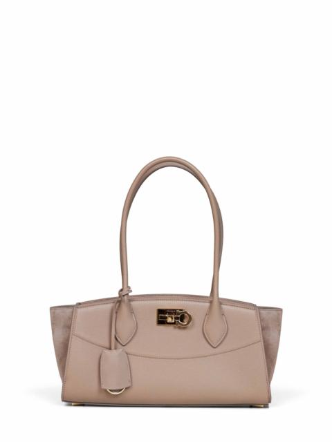 FERRAGAMO Taupe New Ferragamo Studio soft bag East West (M) handbag