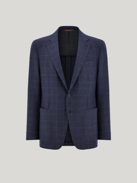 Canali BLUE PRINCE OF WALES WOOL MODERN-FIT KEI JACKET