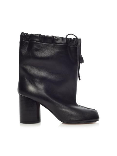 Tabi Drawstring Leather Ankle Boots black
