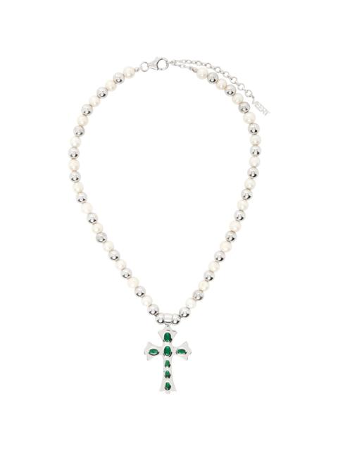 VEERT 'The Green Cross Freshwater Pearl' Necklace