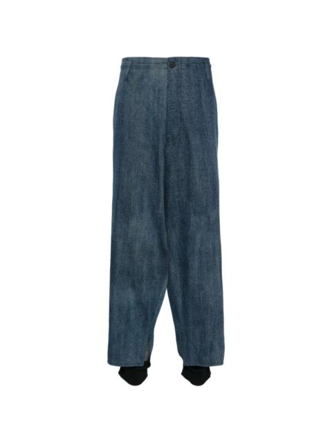 Yohji Yamamoto layered wide-leg cotton trousers