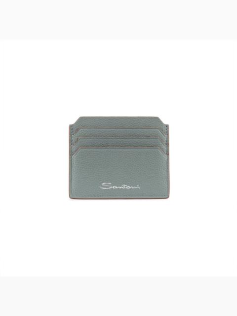 Santoni Light blue tumbled leather credit card holder
