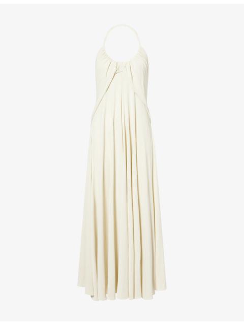 Alaïa Cross-Over Fluid Jersey Maxi Dress