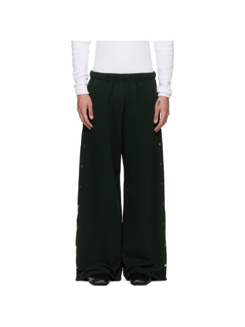 LES TIEN Green Heavyweight Party Snap Sweatpants
