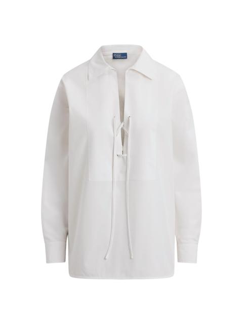 Polo Ralph Lauren Women's Lace-Up Bib Cotton Shirt - White