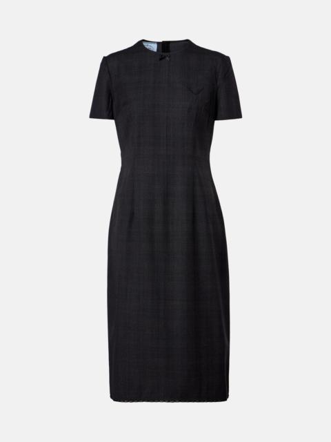 Prada Checked virgin wool midi dress