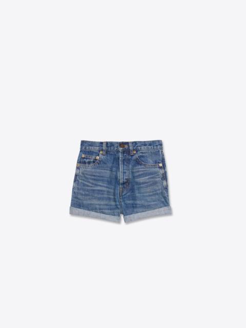 SAINT LAURENT slim-fit shorts in authentic dark blue denim