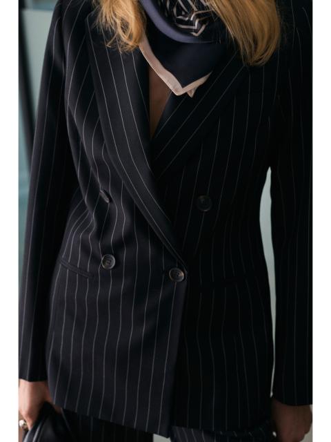 KAREN MILLEN Pinstripe Double Breasted Tailored Blazer