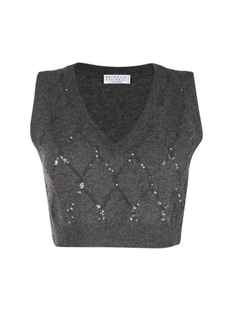 sequin v-neck top