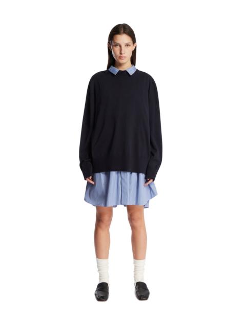 sacai Light Blue and Blue Cotton and Knit Dress