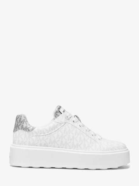 MICHAEL KORS Romey Metallic Two-Tone Signature Logo Platform Sneaker