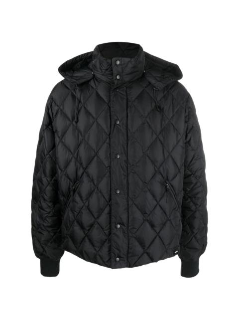 diamond-quilted hooded jacket