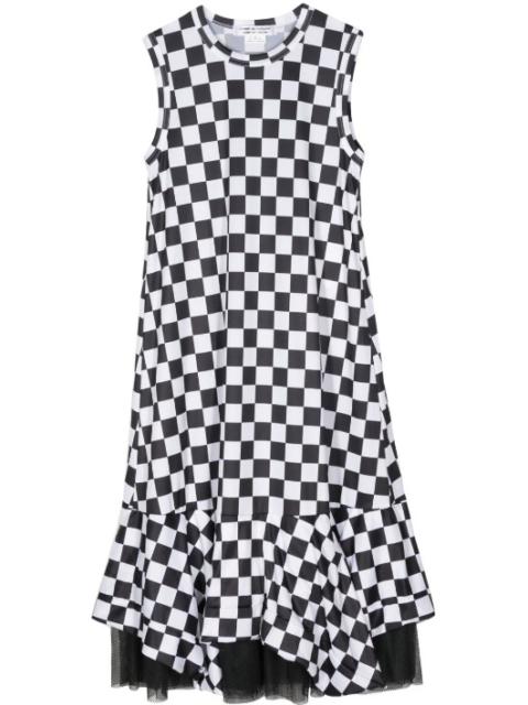 Sleeveless Check Pattern Dress