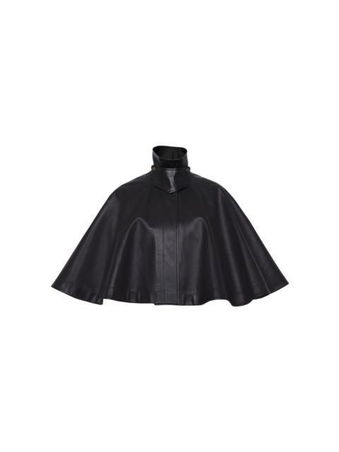 High Neck Nappa Leather Capelet black