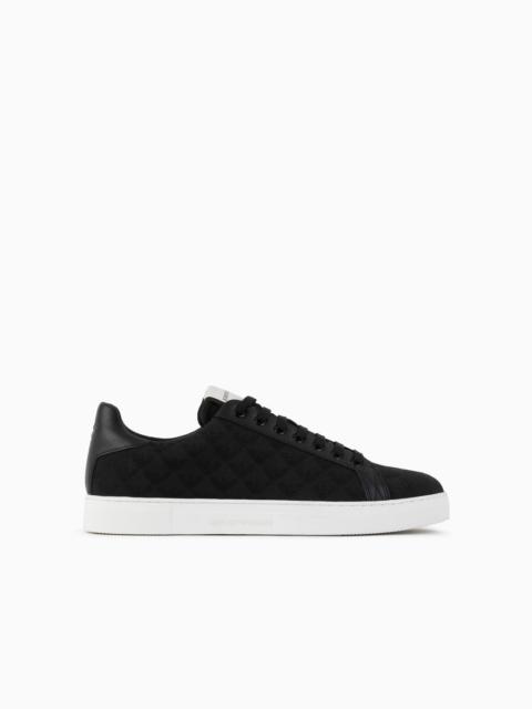 EMPORIO ARMANI Nylon sneakers with jacquard all-over eagle