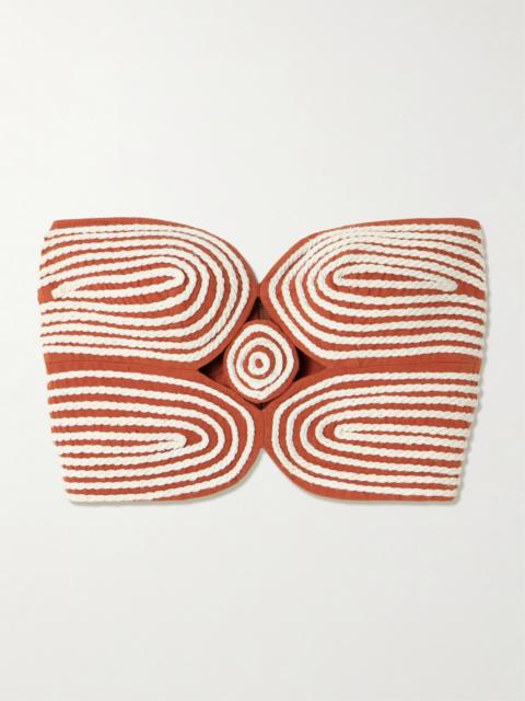 ANDRES OTALORA Baia Cutout Embroidered Linen Bustier Top