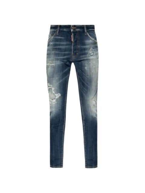 distressed slim-cut jeans