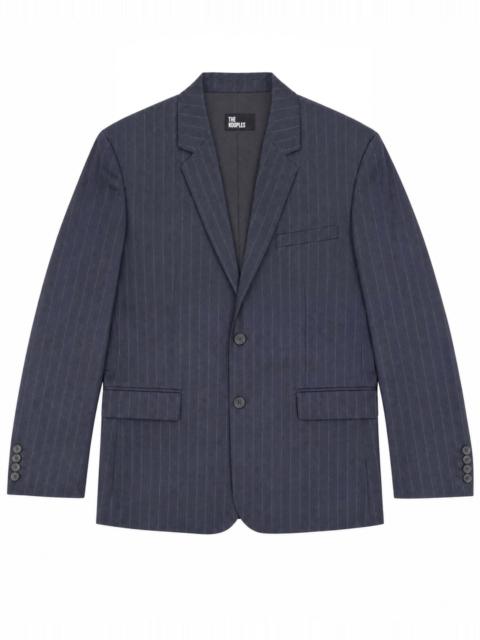 The Kooples LOOSE-FITTING WOOL BLAZER WITH A FINE NAVY STRIPE PATTERN