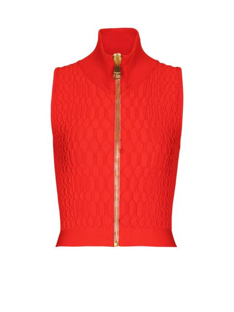 Balmain Sleeveless crocodile-knit top