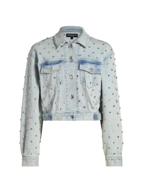GENERATION LOVE Women's Toddie Crystal Stretch-Denim Crop Jacket - Ice Blue
