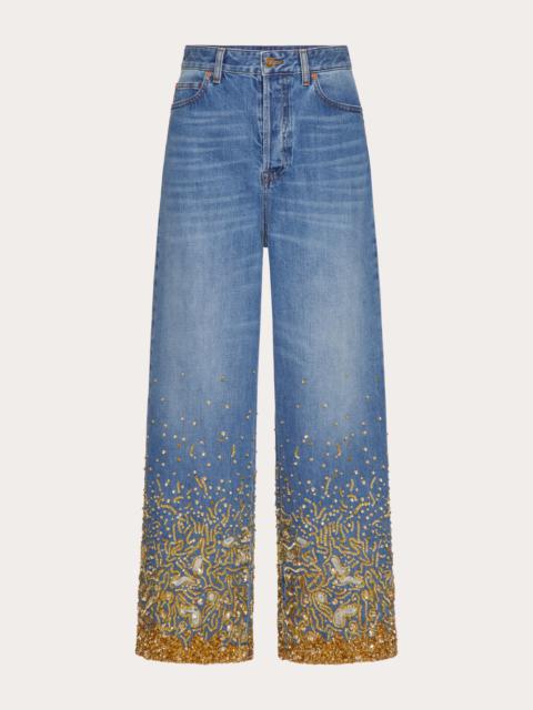 Valentino EMBROIDERED DENIM PANTS