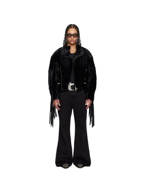 LU'U DAN Black 'Year of the Horse' Pony Moto L-D Leather Jacket